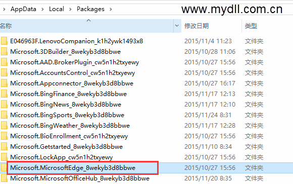 MicrosoftEdge文件夹
