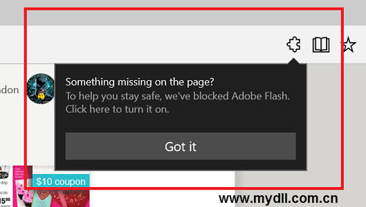 Edge浏览器提示禁用Flash