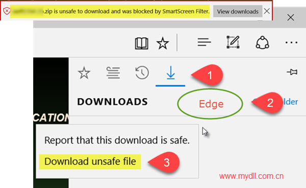 忽略Edge提示下载文件