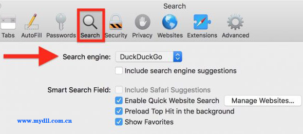 safari浏览器默认搜索引擎设置