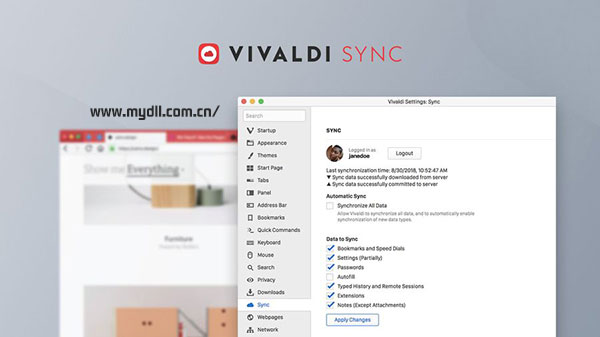 Vivaldi浏览器数据同步